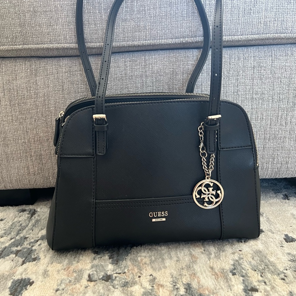 GUESS Black Satchel with Logo Charm